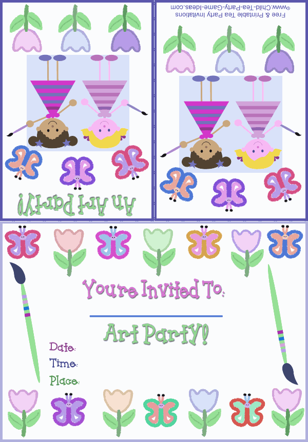 Free Printable Art Party Invitation 3a