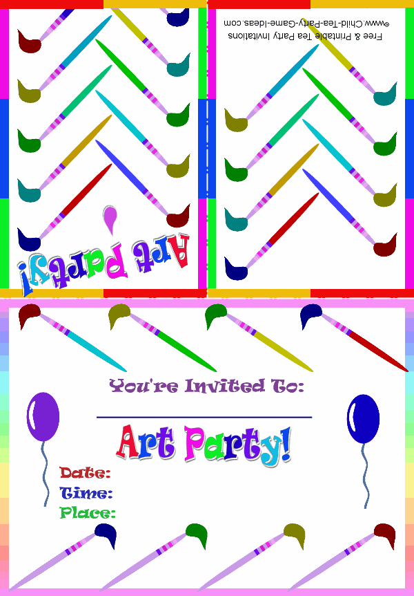 Free Printable Art Party Invitation 2a