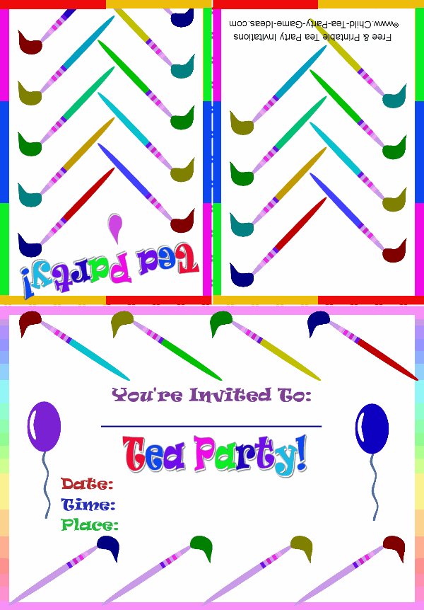 Free Printable Art Party Invitation 2b