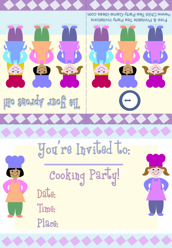 Free Printable Cooking Tea Party Invitation 2a