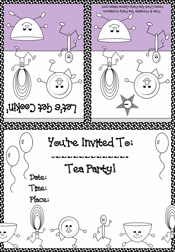 Printable Cooking Tea Party Invitation 3b