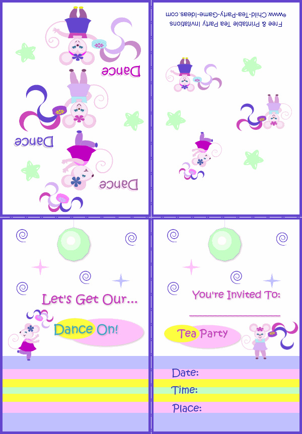 Printable Dance Party Invitation 3b