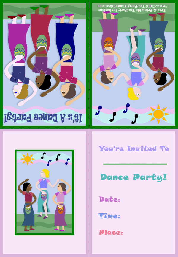 Printable Dance Party Invitation 2a