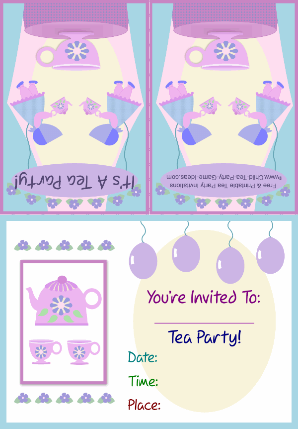 Printable English Tea Party Invitation 2a