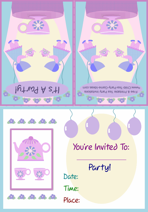 Printable English Tea Party Invitation 2b