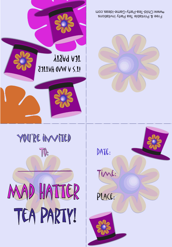 Printable Mad Hatter Tea Party Invitation 2a