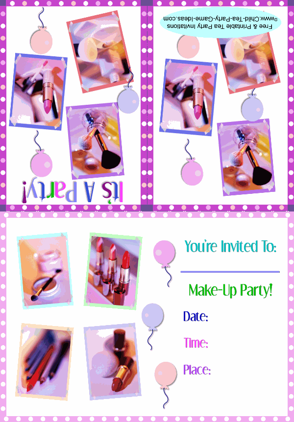 Printable Make Up Tea Party Invitation 3a