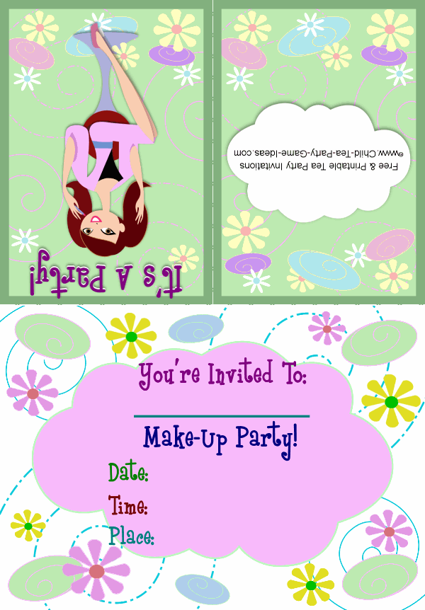 Printable Make Up Tea Party Invitation 1a