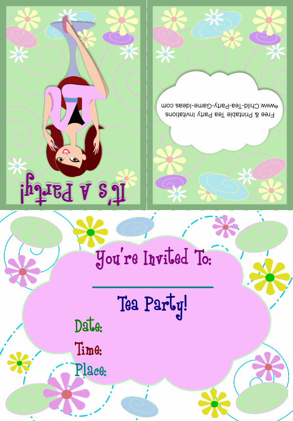 Printable Make Up Tea Party Invitation 1b