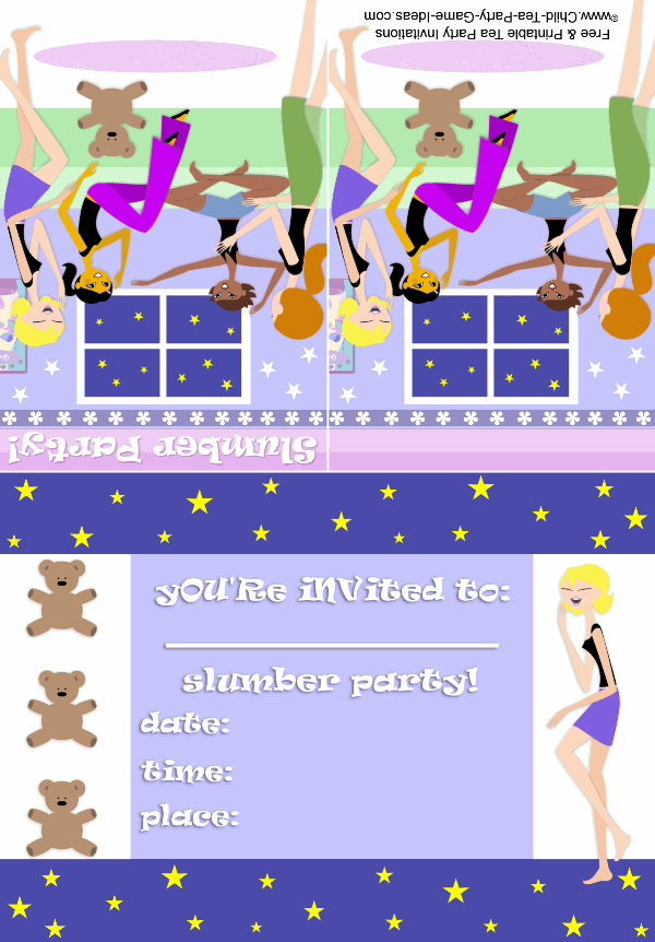 Free Printable Slumber Party Invitation 1a