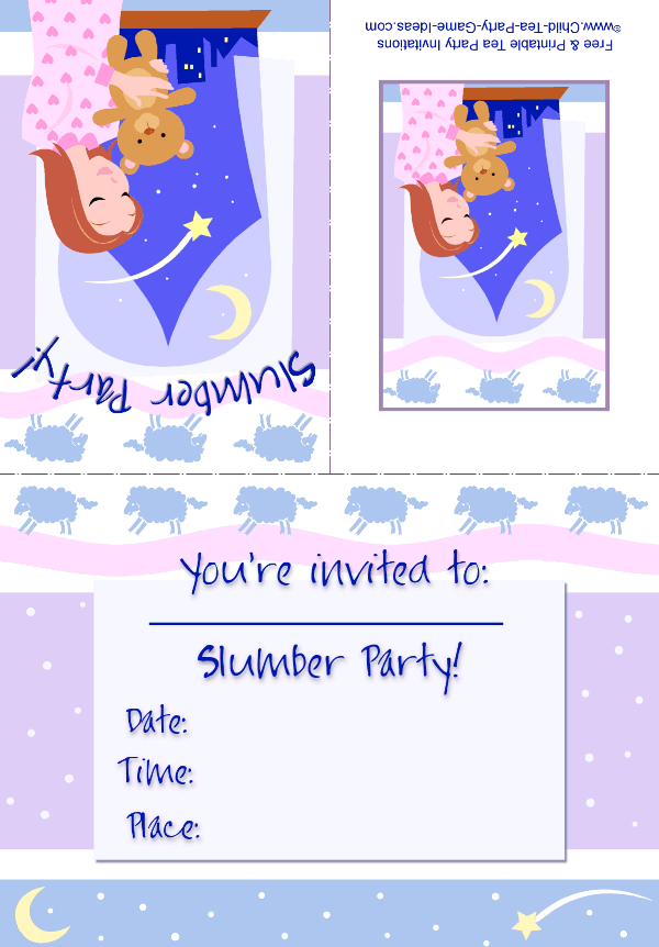 Free Printable Slumber Party Invitation 3a