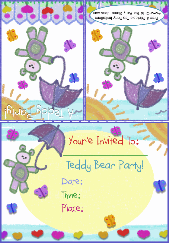 Free Printable Teddy Bear Invitation 1a