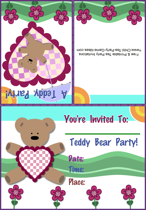 Free Printable Teddy Bear Invitation 2a