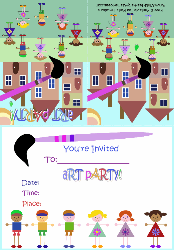 Free Printable Art Party Invitation 1a