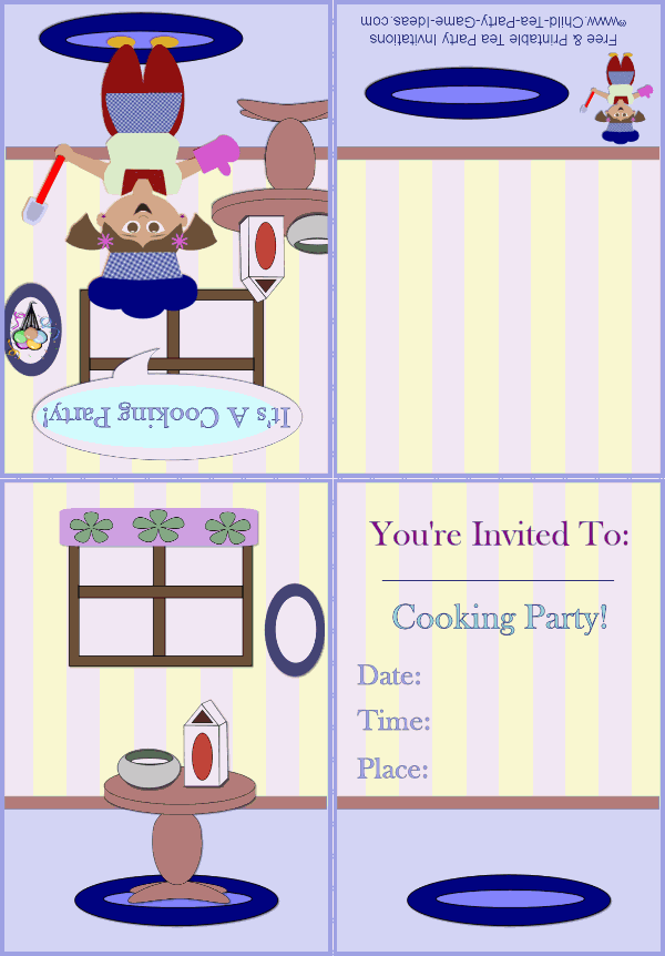 Printable Cooking Tea Party Invitation 1a