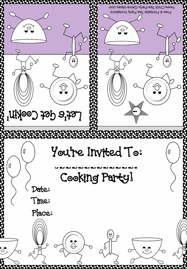 Printable Cooking Tea Party Invitation 3a