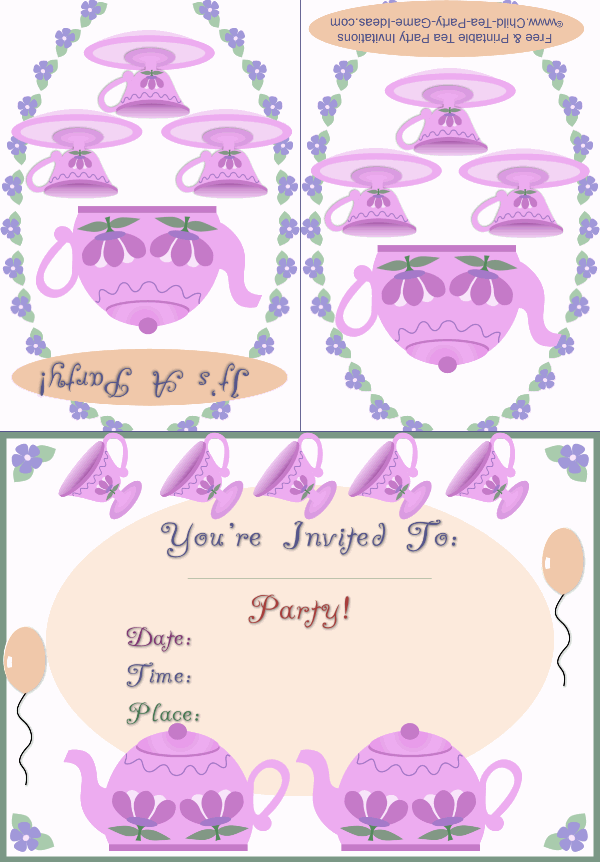 Free Printable English Tea Party Invitation 1b