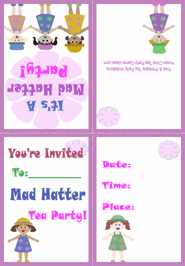 Printable Mad Hatter Tea Party Invitation 3a