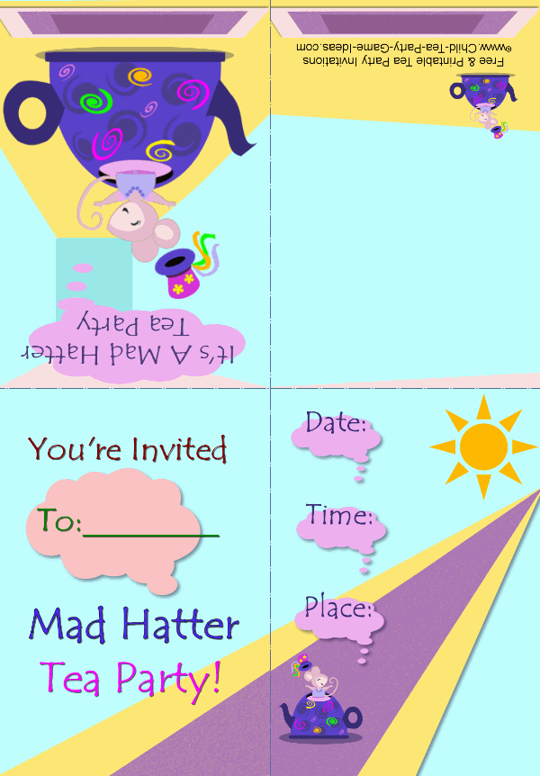 Printable Mad Hatter Tea Party Invitation 1a