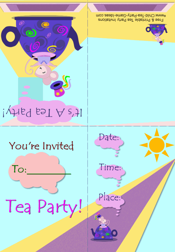 Printable Mad Hatter Tea Party Invitation 1b